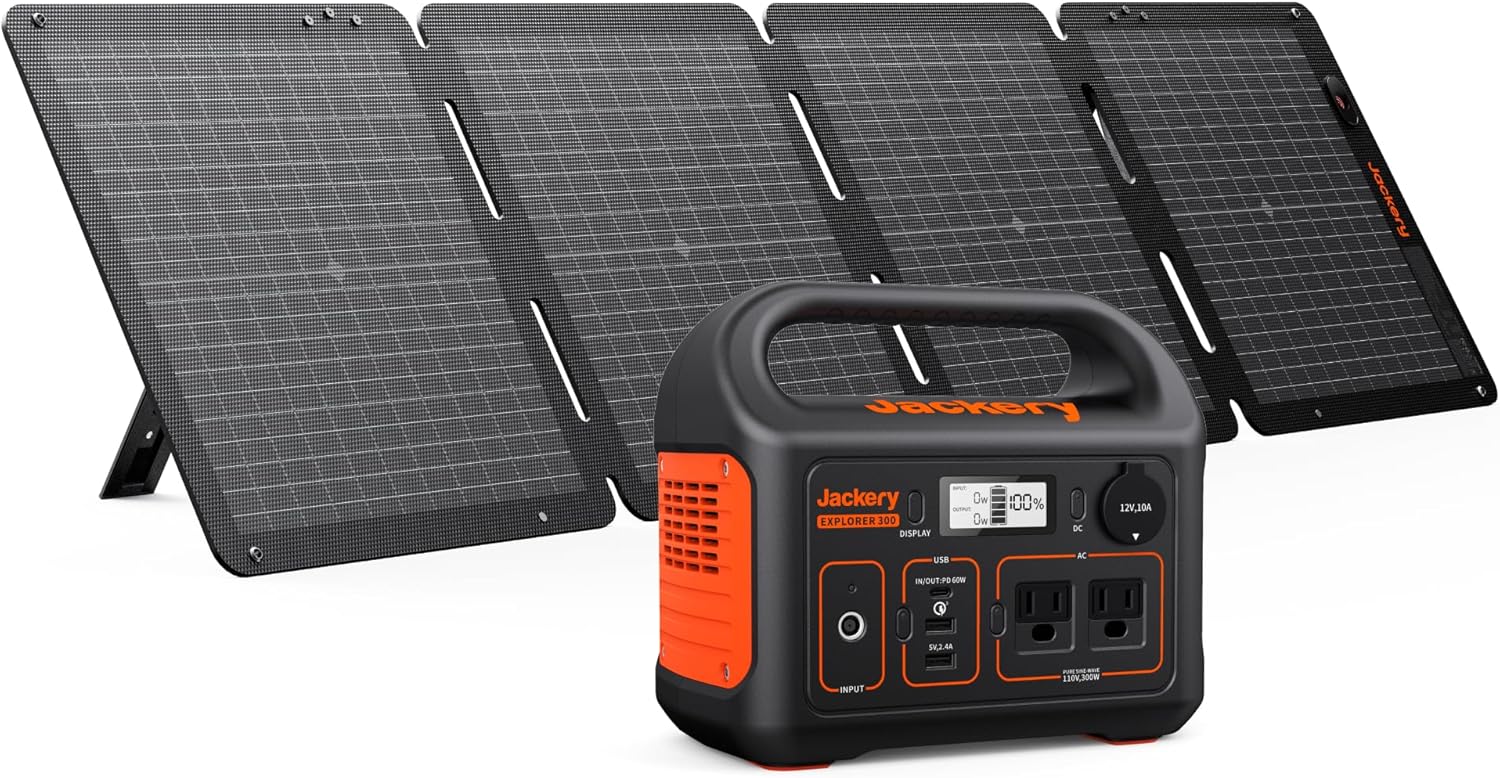 Jackery Solar Generator 300 with SolarSaga 100W Solar Panel